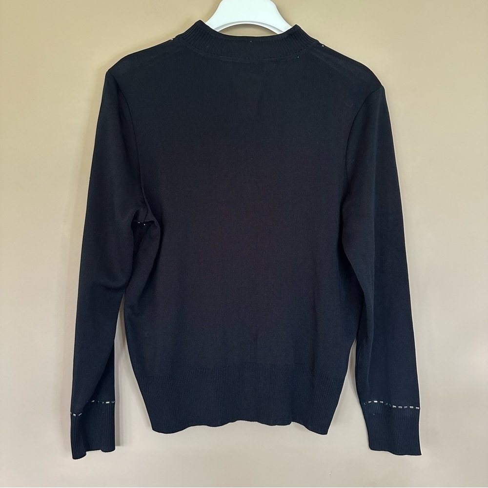 Ming Wang Women M Black Jacket Studded Long Sleeve Stretch Zip Slinky Luxury - Picture 5 of 5